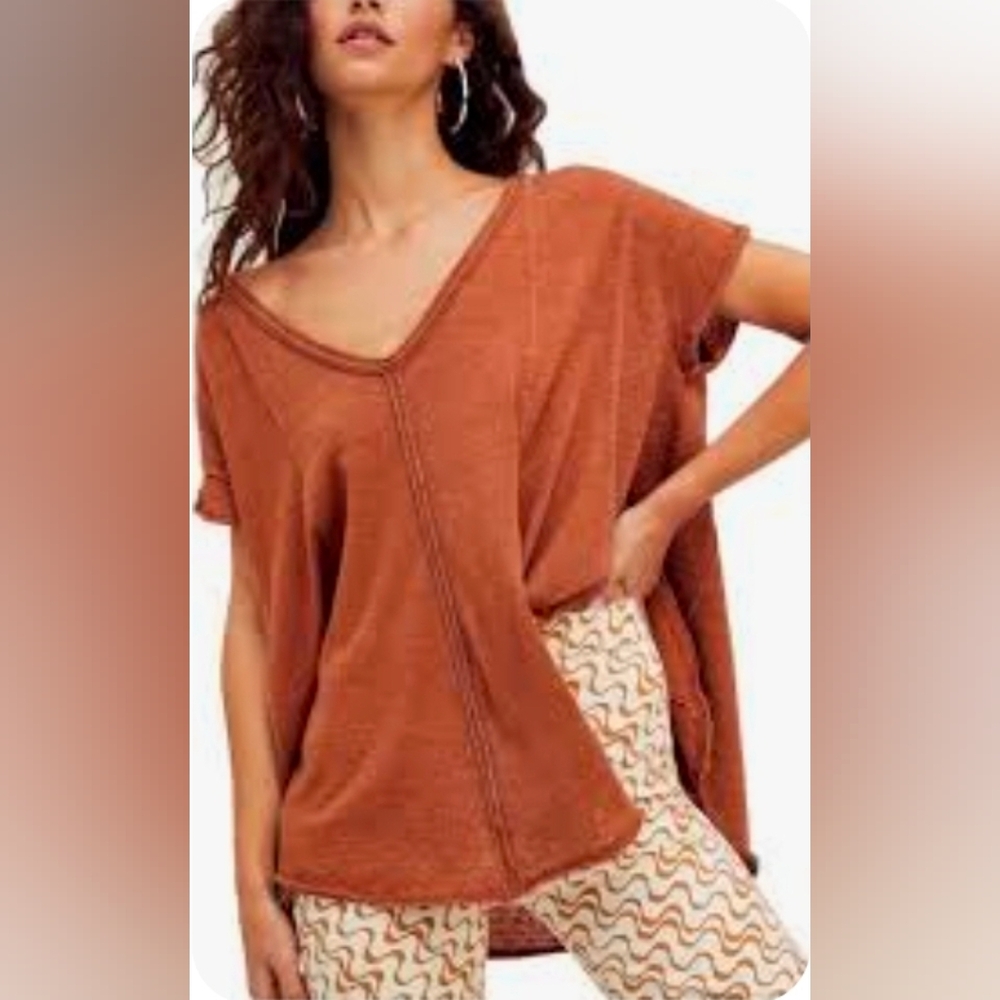 Free People We The Free Sammie V-Neck Tee | Size Small